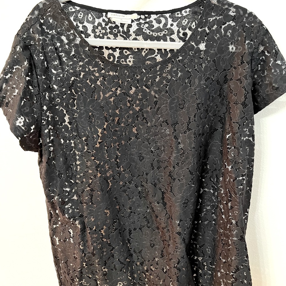 VanHeusen Black Lace Top, Size XL